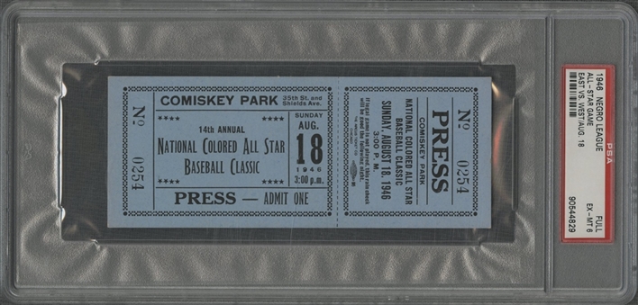 1946 Negro Leagues All-Star Game Ticket Stub (PSA/DNA EX-MT 6)